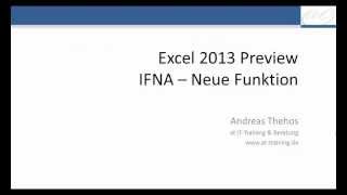 Excel 2013  IFNA  Neue Funktion [upl. by Ilyssa]