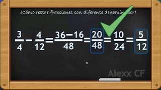 RESTA DE FRACCIONES CON DIFERENTE DENOMINADOR [upl. by Rochemont]