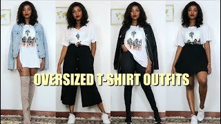 20 Ways To Style Your Oversized TShirt  Oversized TShirt Outfits [upl. by Tegan681]