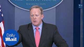 Spicer fights with reporters on use of ban in Trump tweet  Daily Mail [upl. by Alvord973]