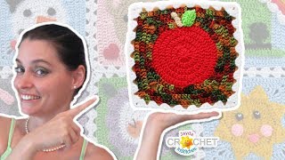 Apple Square  September Fancy Granny Calendar Blanket  Crochet Pattern [upl. by Htebazile]