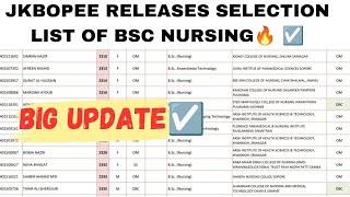 JKBOPEE RELEASES SELECTION LIST FOR BSC NURSING🔥 ☑️ BIG UPDATE☑️ MUST WATCH [upl. by Vladamir]