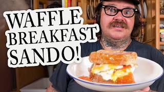 Deep Fried Waffle Breakfast Sandwich  Soups Salads Sandwiches [upl. by Ailssa43]