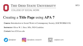 APA Style 7th Edition Student Paper Formatting Title Page [upl. by Sarkaria]