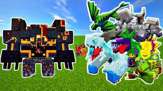 Netherite Monstrosity Vs Mowzies Mobs  Mowzies Mobs Vs Netherite Monstrosity  Minecraft [upl. by Vastha539]