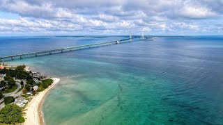 4k drone footage of the Straits of Mackinac September 2023 sheplersferry [upl. by Ahsinat34]