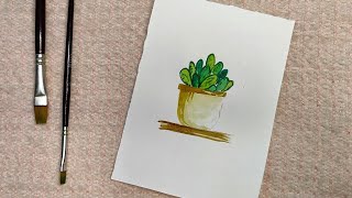 Easy cactus plant doodles 🌵 with watercolor [upl. by Liederman]