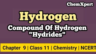 Hydrides and its Classifications  Chapter 9  Hydrogen  Class 11  Chemistry  NCERT [upl. by Pedrick]