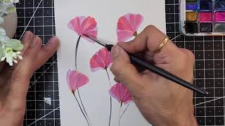 Paint beautiful watercolor flowers  Glazing technique 2024 [upl. by Fast]