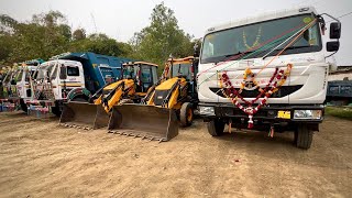 TATA 3530 Tipper bs6 first time work Loading Mud new jcb 3dx TATA 2518 Tipper [upl. by Cathlene274]