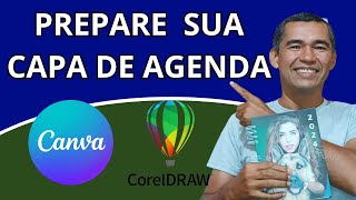 Como criar capa de agenda 2024 no corel e no canva  gabarito grátis [upl. by Minoru431]