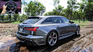 Audi RS 6 Avant  OFFROAD  Forza Horizon 5  SteeringWheel Gameplay [upl. by Ajssatan]