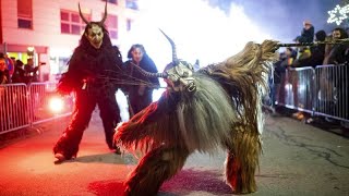 Vienna marks preChristmas period with mythical Krampus parade [upl. by Nwotna417]