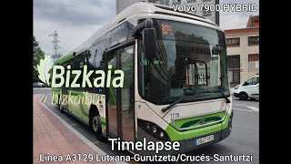 Bizkaibus  Timelapse Línea A3129 LutxanaGurutzetaCrucésSanturtzi [upl. by Llenyaj230]