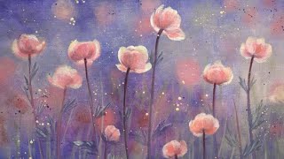 Easy Autumn Floral Acrylic Painting LIVE Tutorial [upl. by Sivraj]