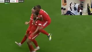 ALPHONSO DAVIES REACTS TO CHUNKZS BANGER IN THE SIDEMEN CHARITY MATCH 🔥 [upl. by Amato]