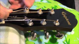 Epiphone AJ220S Acoustic Guitar Stock Strings and DAddario EZ900 Extra Light  Sound Comparison [upl. by Gaskill]