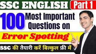 100 Most Important Questions on Error Spotting PART1 Naukri Lovers  cuet2024 sscexams sscmts [upl. by Josie]