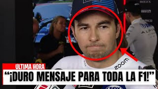 ¡EL IMPACTANTE MENSAJE DE CHECO PÉREZ DEJA A LA F1 EN SHOCK TOTAL [upl. by Helve]