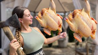 Whole Fried Chicken Recipe l Relaxing Cooking in Village ASMR [upl. by Guinna]