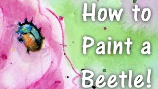 Peony Part 2 How to Paint a Beetle Sideloading and Spattering [upl. by Nire197]