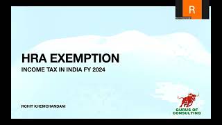 HRA Exemption Indian ITR Filing FY 24  Gurus of Consulting [upl. by Refennej]