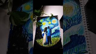 Starry night  drawing in new version art painting viralvideo viralshorts viralvideos [upl. by Nickola]