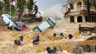 Terrifying footage of devastating flooding due to record monsoon rains in India [upl. by Nalepka21]