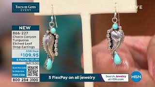 Chaco Canyon Campitos Turquoise Etched Leaf Drop Earrings [upl. by Shifrah541]