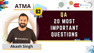 ATMA 2021  20 Most Important Questions  Quants  Akash Singh  Unacademy CATalyst [upl. by Eckmann]