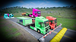 TRANSPORTING PIXAR CARS amp FRUITS WITH COLORED amp JOHN DEERE vs CLAAS vs TRACTORS  BeamNGdrive 53 [upl. by Etz]