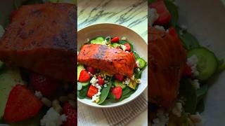 BourbonGlazed Salmon With Spinach and Strawberry Salad Recipe [upl. by Aizirk]