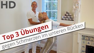 Top 3 Übungen gegen Schmerzen im unteren Rücken  Rückenschmerzen Lendenwirbelsäule [upl. by Nimajnab717]