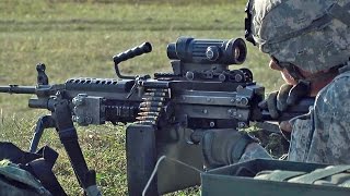 米・リトアニア軍事演習 M249軽機関銃ミニミ M240機関銃 HD [upl. by Emiaj732]