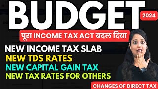 New Income tax Slab Rate AY 202526 New TDS Rates  New Capital Gain Tax Rates Budget2024 [upl. by Dennett]