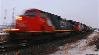 VERY FAST CN freight doing 68 MPH [upl. by Ynolem]