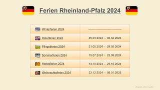 Ferien Rheinland Pfalz 2024 [upl. by Kcitrap]