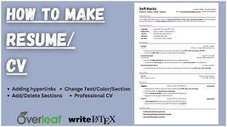 How to make Professional Resume in latex  Hindi  Overleaf [upl. by Cowey196]