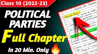 Political Parties Class 10  Class 10 Political Parties Full Chapter One Shot [upl. by English]