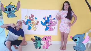 Colorindo Com Três Cores Desenho Gigante do Stitch💙coloring with three colors giant stitch drawing [upl. by Mischa]