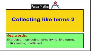 2 Collecting like terms 2 [upl. by Sanford]