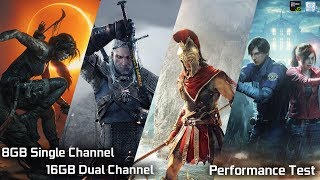 8GB Single Channel vs 16GB Dual Channel Configuration Performance Test in 6 Games [upl. by Acinorej]