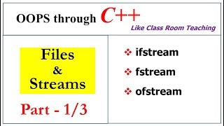 Files and Streams  Part13  ifstream fstream ofstream  OOPs in C  Lec42  Bhanu Priya [upl. by Bible]