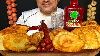 Fried Pancakes 🥞 with Potatoes 🥔 Meat 🥩 Pies 🥧  Sloe Compote  Hunter Sausages  ASMR  MUKBANG [upl. by Sueaddaht757]