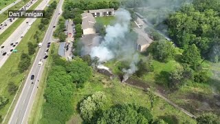 Drone footage taken moments after plane crash during Michigan air show [upl. by Airda567]