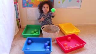 Learning Colors with play balls teaching a 2 year old [upl. by Jacobson]