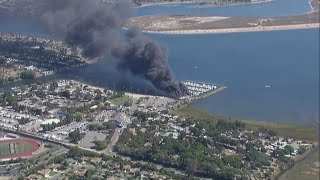 Structure fire near Campland on the Bay in Pacific Beach [upl. by Llerrahs]