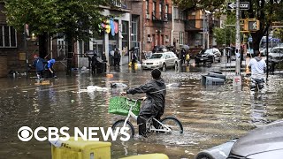 Videos show New York City flooding residents wading through rainwater [upl. by Vinna598]