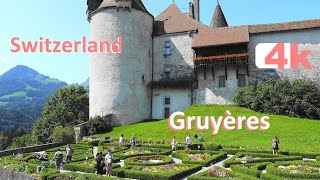 SWITZERLAND  GRUYERES  MONTREAUX  Walking Tour beautiful villages  hermosos pueblos  SUIZA  4k [upl. by Katonah]