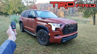 2024 Toyota Sequoia TRD Pro Start Up Exhaust Walkaround Trail Drive and Review [upl. by Belinda]